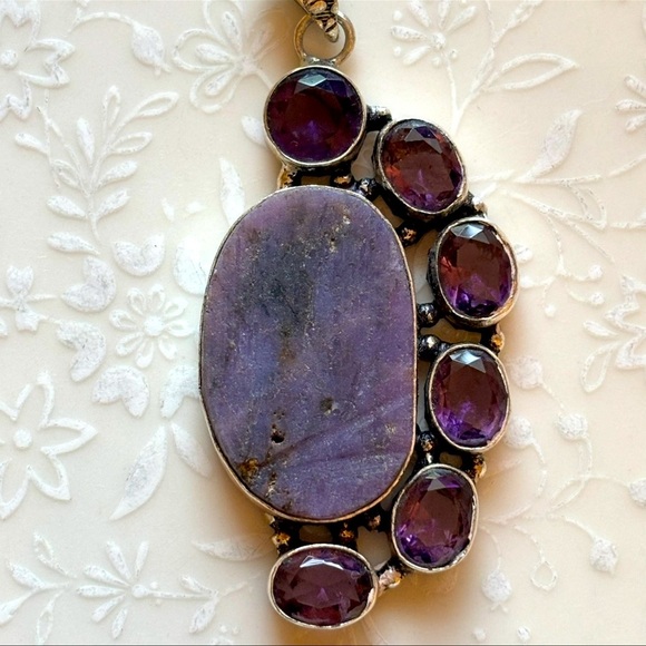 Jewelry - Vintage Rare 925 Sterling Silver Amethyst Pendant in Excellent Condition